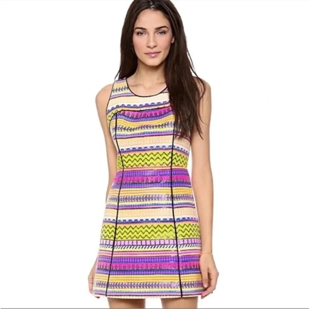 Milly Raffia neon tweed mini dress - Picture 2 of 11